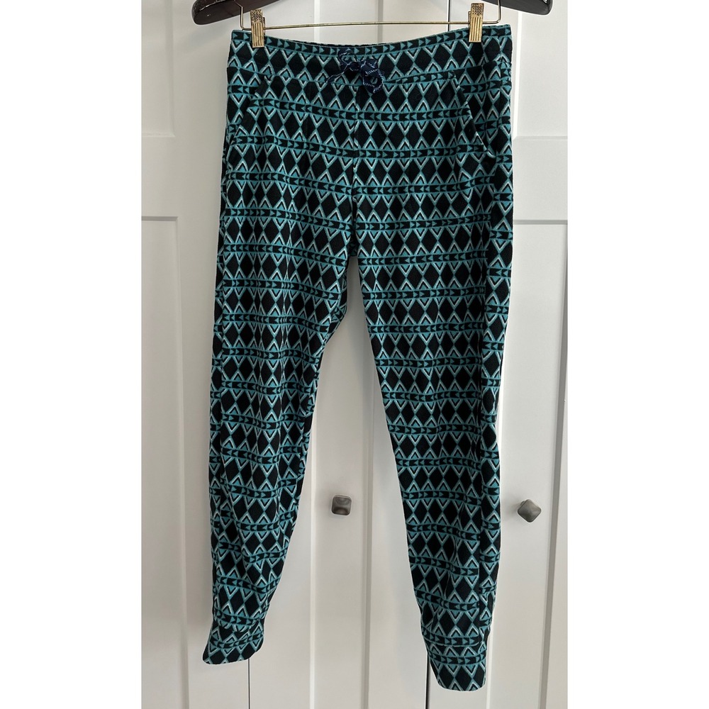 Patagonia Synchilla Fleece Pants Womens S Teal Black Geometric Diamond‎ Jogger